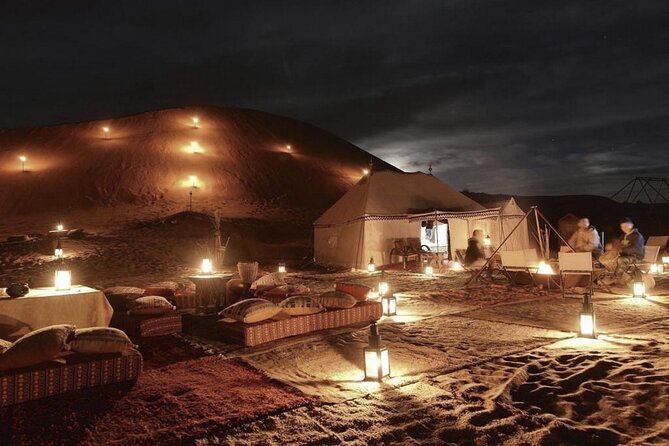 Agafay Desert Sunset, Camel Ride and Dinner from Marrakech - Berber Music, Campfire Energy, and Fire Show Timing