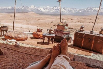 Agafay desert sunset camel ride Tour from Marrakech