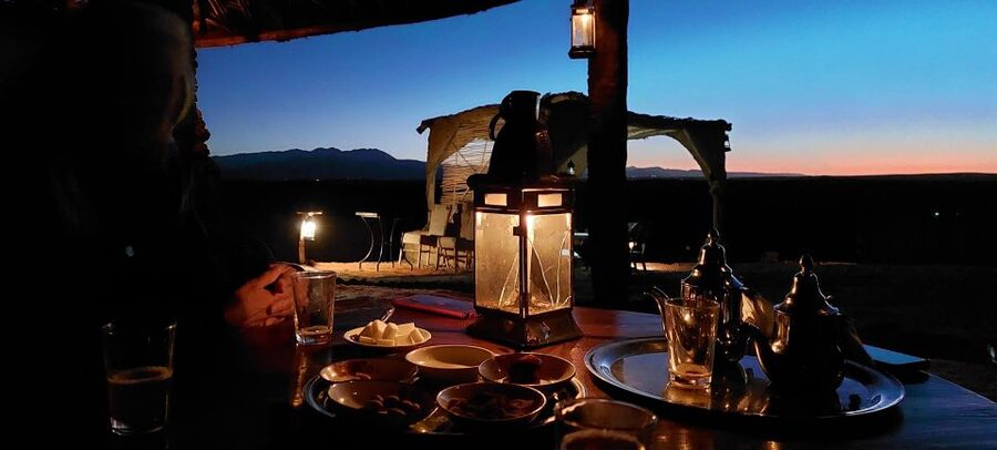 Agafay Desert Sunset Tour with Camel Ride ,Dinner and Show - Dinner Under the Sky: Moroccan Food Plus a Real Performance