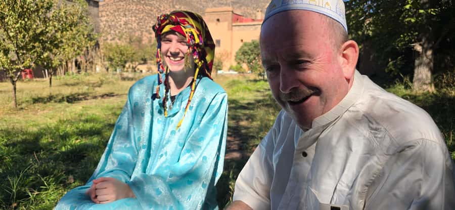 Atlas mountains hike with waterfalls & 3 valleys day trip - Walking toward Armed village, plus views of Toubkal