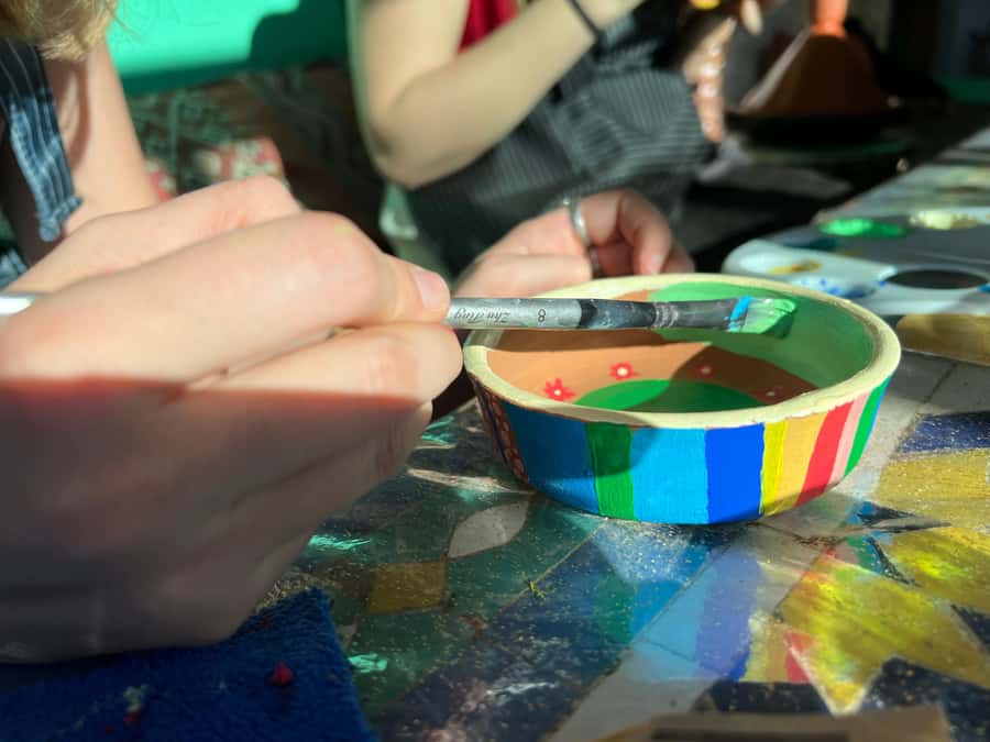 Creative Painting on Fes Pottery - What the 90 minutes feels like, hands-on from the start