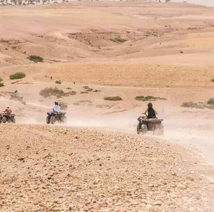 Dinner show in agafay Desert 1h quad bike & 20 min camels - Desert pool and camp time: a rare quiet pocket before the show