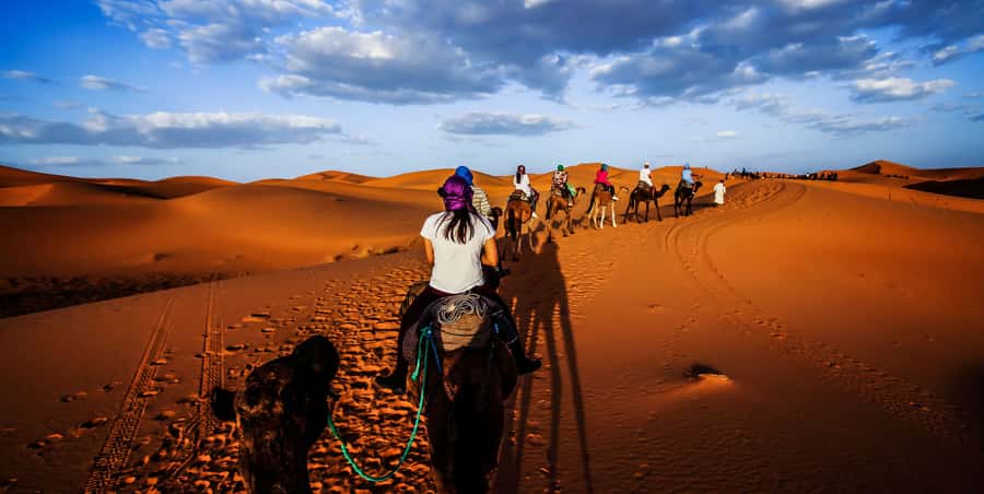 From Fez: 2-Day Marrakech via Merzouga Desert Tour - Merzouga desert camp night: dinner under the stars and Berber fire-pit music