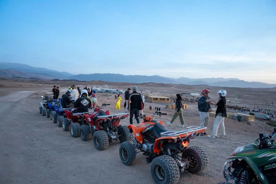 From Marrakech: Agafay Desert Quad Biking with Dinner & Show - Quad biking through Agafay: views, dunes, and photo stops