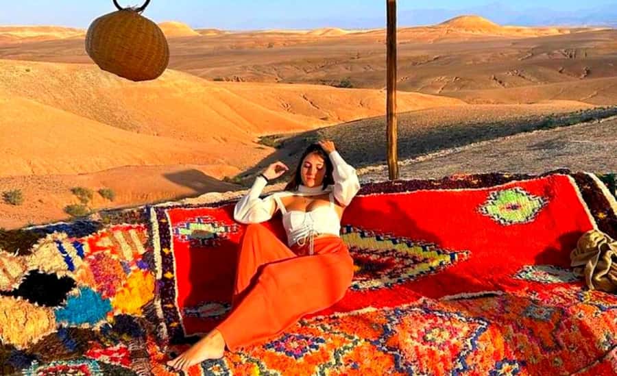 From Marrakech : Agafay Desert Sunset Dinner with Camel Ride - The Camp Arrival: Saharan Outfit, Mint Tea, and That Sunset Pause