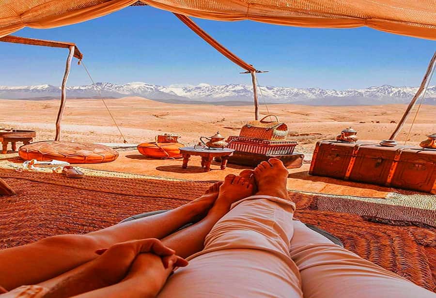 From Marrakech: Agafay Desert Sunset Dinner with Live Show - Berber music, dance, and fire show at the bonfire