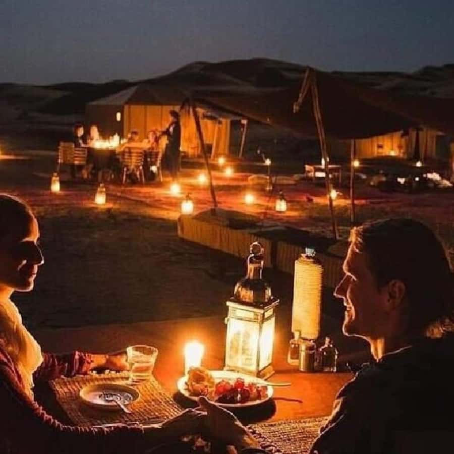 From Marrakech: Dinner in Agafay Desert with Sunset - Price and value: $25 with dinner, transport, and a show