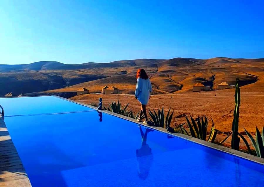 From Marrakech: Dinner show in Agafay Desert & Sunset Quad - The Argan Oil Factory Stop and Tea Break (A Quiet Reset)