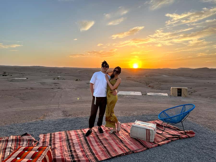From Marrakesh: Sunset Dinner in Agafay at Berber Camp - The Berber music show and firelight atmosphere
