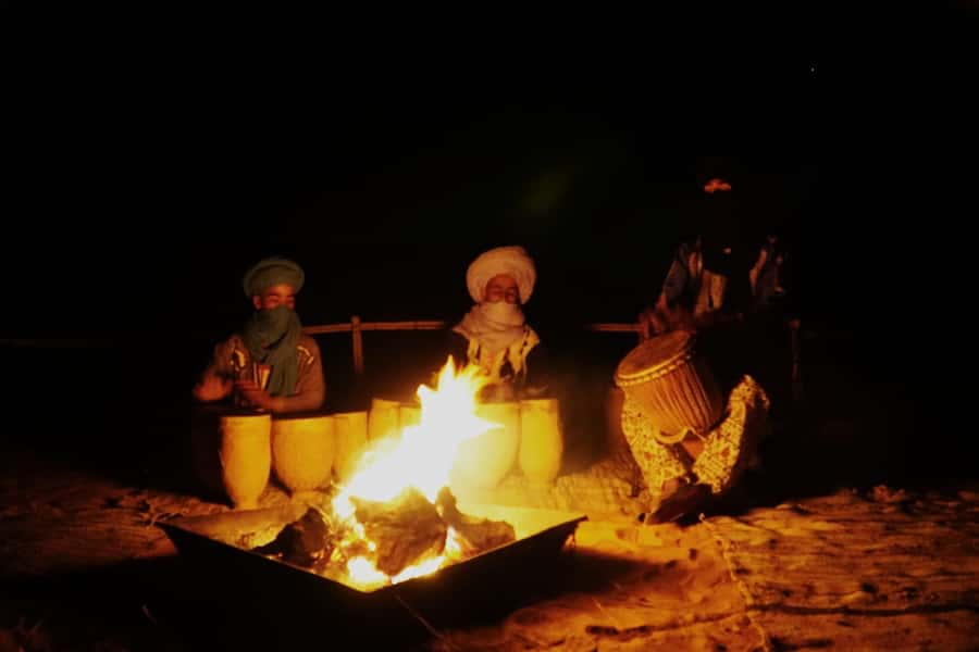 From Merzouga: Desert Overnight in Heated Tent & Camel Ride - Dinner, Drum Party, and Stargazing That Feels Like Morocco