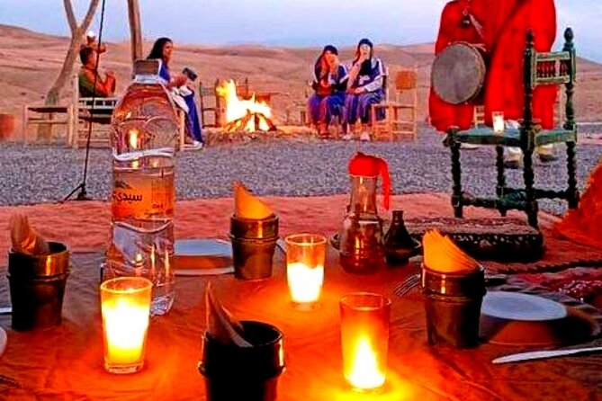 Marical dinner and camel ride at sunset in Desert of Marrakech - Waterfalls trekking, mule riding to Armed village, and Berber home lunch