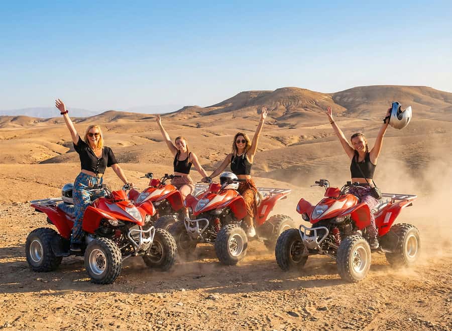 Marrakech: Agafay Desert: Camel ride Quad Bike, Dinner show - The Desert Pool Break With Atlas Mountain Views