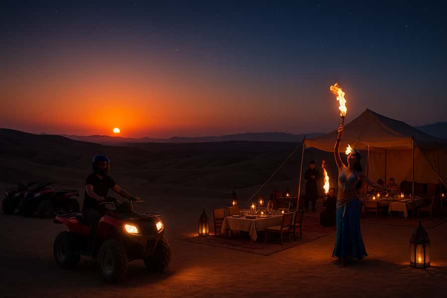 Marrakech: Agafay Desert Quad Biking with Dinner & Show - Timing it right: 4:00 PM hotel pickup to sunset camp