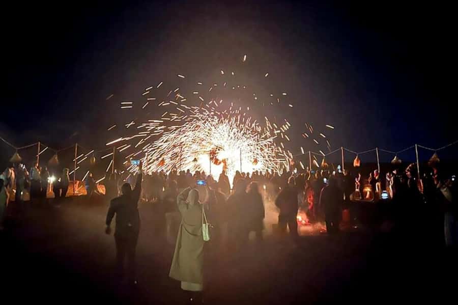 Marrakech: Agafay Desert Quad, Camel, Sunset Dinner & Show - The show in camp: Gnawa music, folk dancing, and fire eating