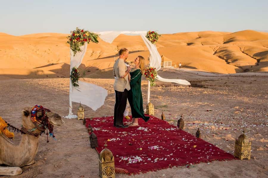 Marrakech Dinner Show Agafay Desert with Camels swiming pool - The Berber Village and Argan Oil Cooperative Stop