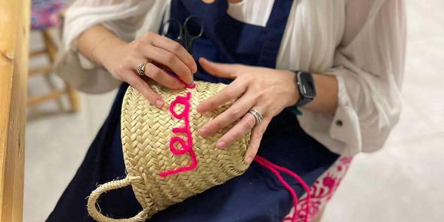 Marrakech Medina Basket Embroidery Workshop - Your Finished Basket or Hat, Plus Extra Original Marrakech Gifts