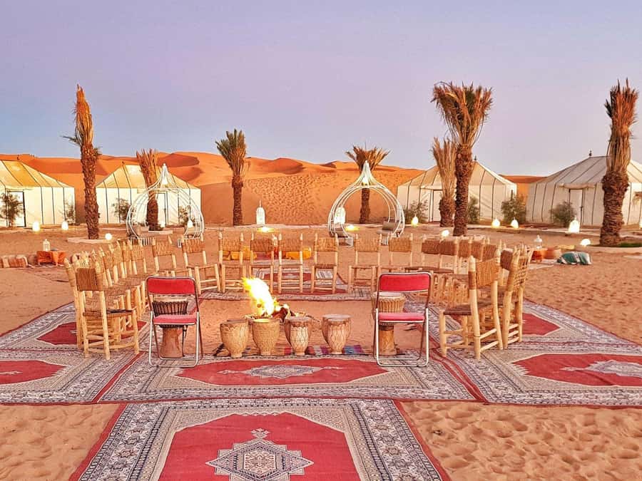 Merzouga: 1-Night in the luxury camp. camel ride & Dinner - Desert camp welcome: tents, tea, and that drummer energy