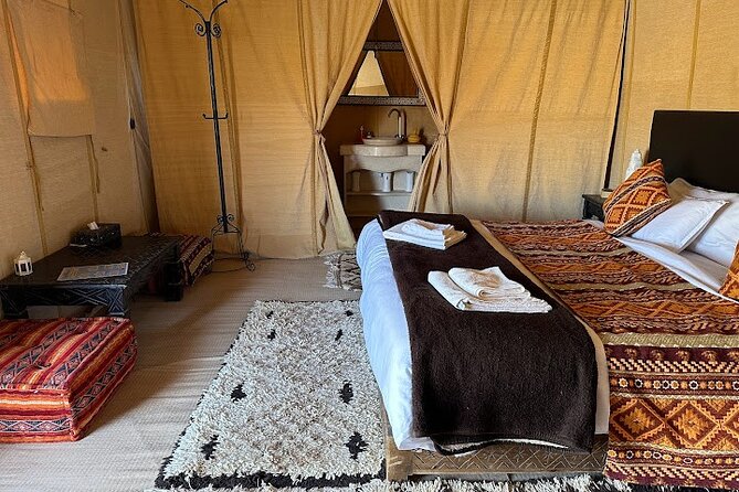 Night in Erg chebbi Desert, Camel Ride, Departure From Errachidia - Luxury tent living, with a real bathroom in the sand
