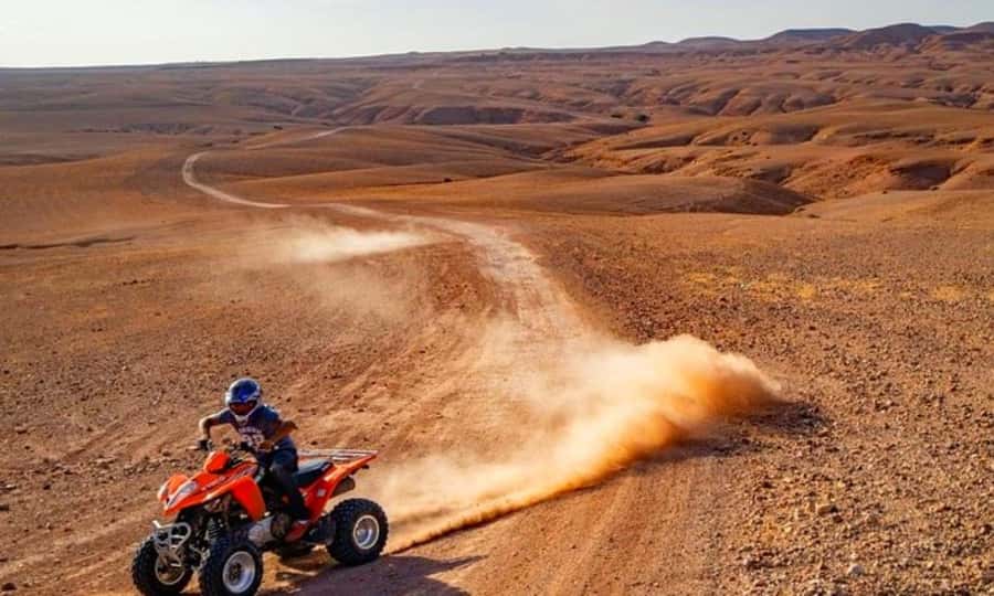 Quad bike and Lunch & Pool in Desert Marrakech Agafay - Reaching the Nomad Camp Before the Ride