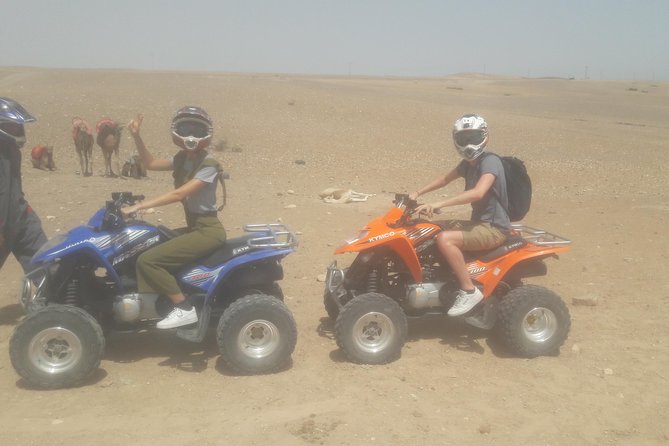 Quad Biking & camel ride Agafay desert with Lunch or dinner - Camel ride through the arid lands: slow pace, better moments for photos