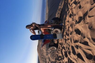 Sandboarding with Panoramic Views of the ocean and Agadir Desert