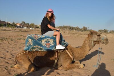 Sunset camel ride in Agadir with transport, tea and cakes.